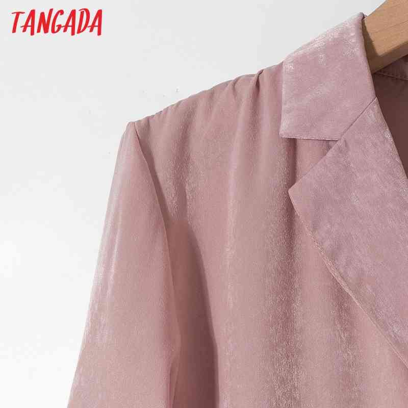 Women Pink Crop Long Sleeve Chic Female Casual Loose Shirt QJ124 210416