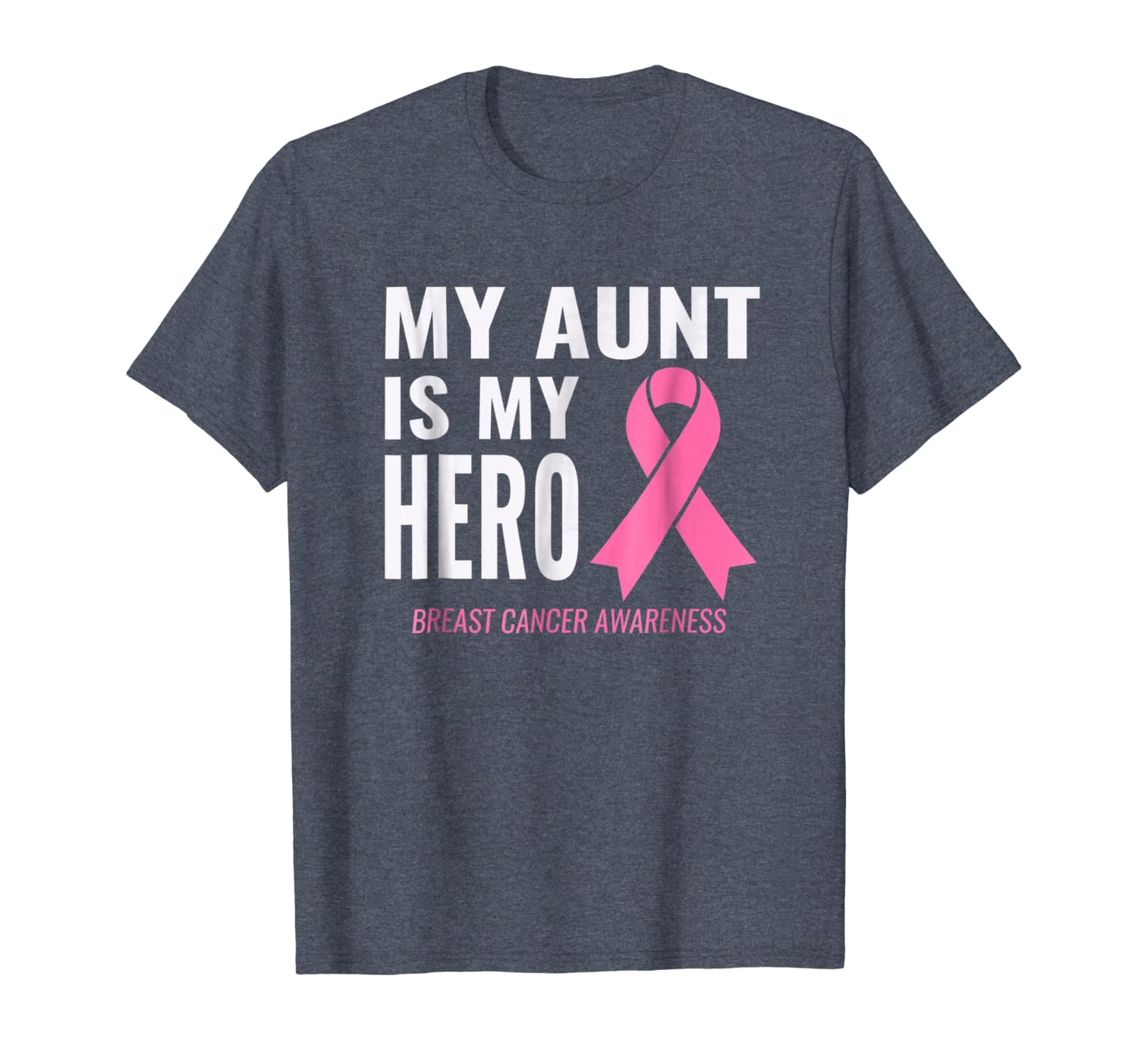 breast cancer shirt: my aunt is my hero, White;black