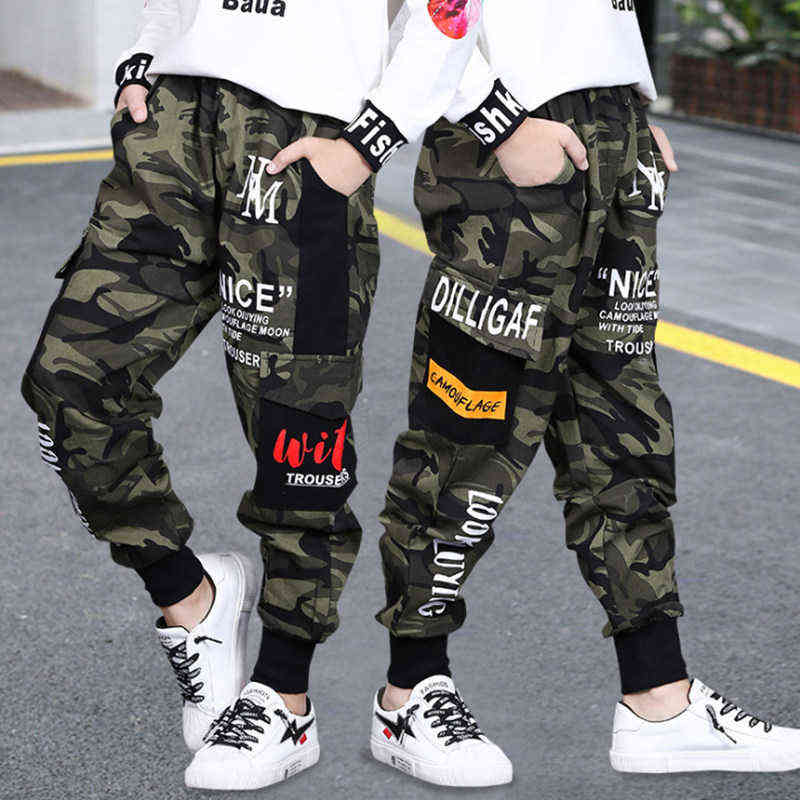 Sports Boys Pants Camouflage For Trousers Spring Casual Kids Sweatpant 6 8 10 12 14 Year 211103