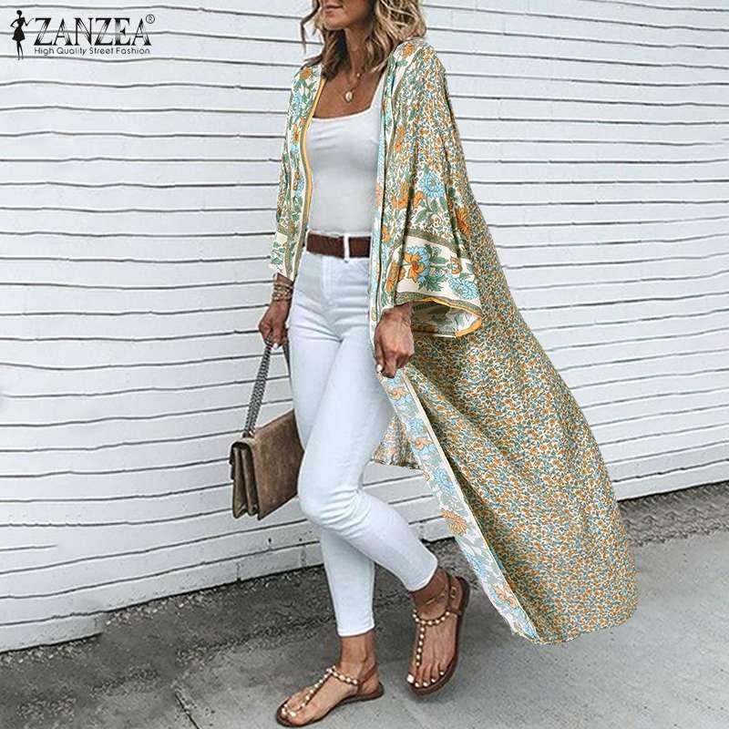 Women' Blouses & Shirts Bohemian Printed Kimono Cape Summer 2022 Beach Long Sleeve Open Front Blusas Female Floral Cardigans, White
Women' Blouses & Shirts Bohemian Printed Kimono Cape Summer 2022 Beach Long Sleeve Open Front Blusas Female Floral Cardigans, White