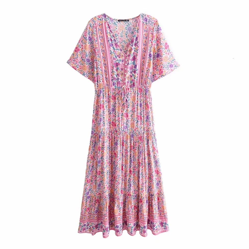 Casual Dresses Women Boho pink multi floral print long boho dresses V-neck buttons midi bohemian holiday seaside female casual sum, Color as shows
Casual Dresses Women Boho pink multi floral print long boho dresses V-neck buttons midi bohemian holiday seaside female casual sum, Color as shows