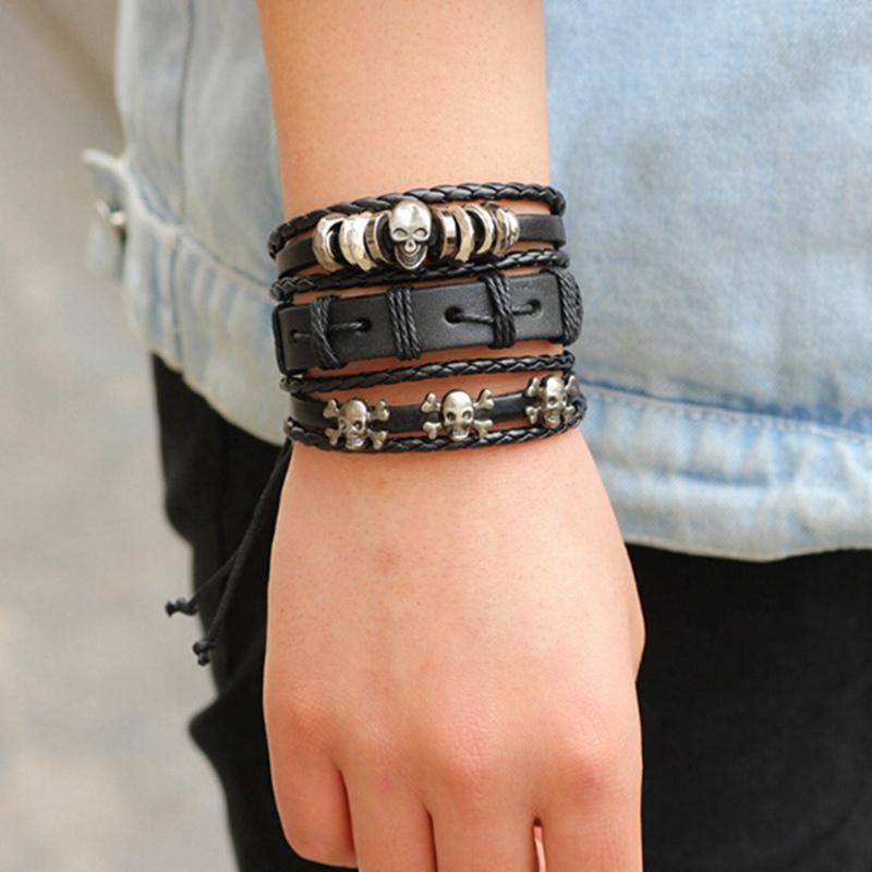 Beaded, Strands 6pcs Punk Rock Skull Star Multilayer Mens Bracelet For Women Men Gothic Jewelry Braided Rope Leather
Beaded, Strands 6pcs Punk Rock Skull Star Multilayer Mens Bracelet For Women Men Gothic Jewelry Braided Rope Leather