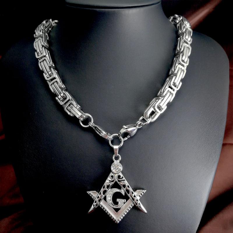 Pendant Necklaces Men Women White Gold Tone 316L Stainless Steel Freemasonry Masonic Mason Necklace N427 
Pendant Necklaces Men Women White Gold Tone 316L Stainless Steel Freemasonry Masonic Mason Necklace N427