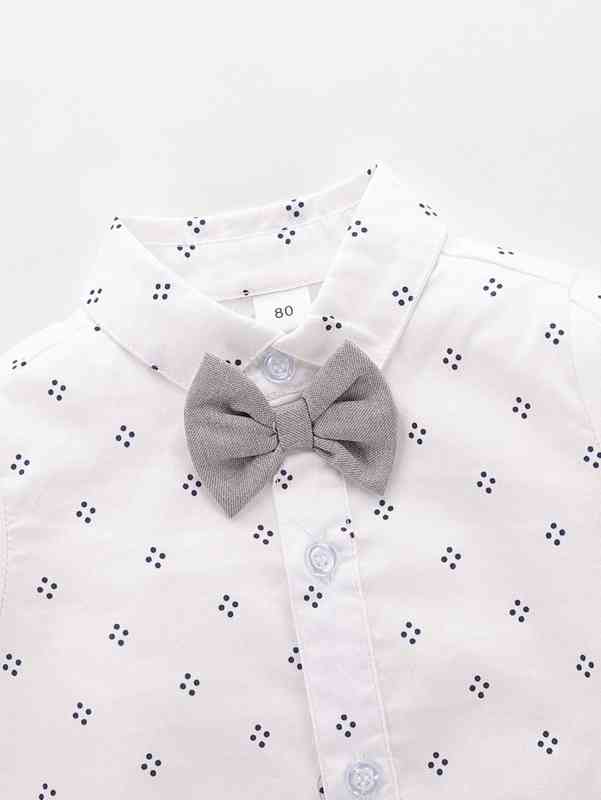 Baby Allover Print Bow Front Bodysuit & Suspender Pants SHE