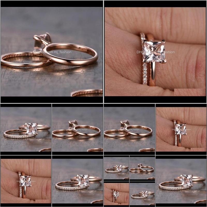 Drop Delivery 2021 Choucong Princess Cut Ring Set Rose Gold Wedding Band Rings For Women Finger Jewelry Gift Lx0115 Adbgt