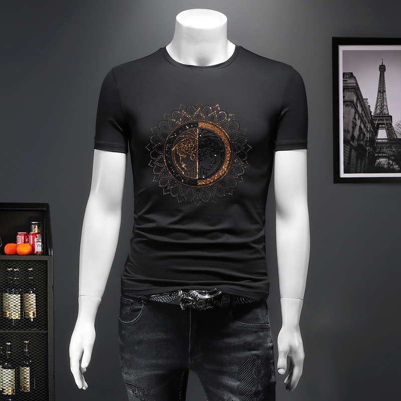 2022 summer new letter embroidery hot drill T-shirt men's short-sleeved mercerized cotton round neck trend printing top bottoming shirt, White;black
2022 summer new letter embroidery hot drill T-shirt men's short-sleeved mercerized cotton round neck trend printing top bottoming shirt, White;black