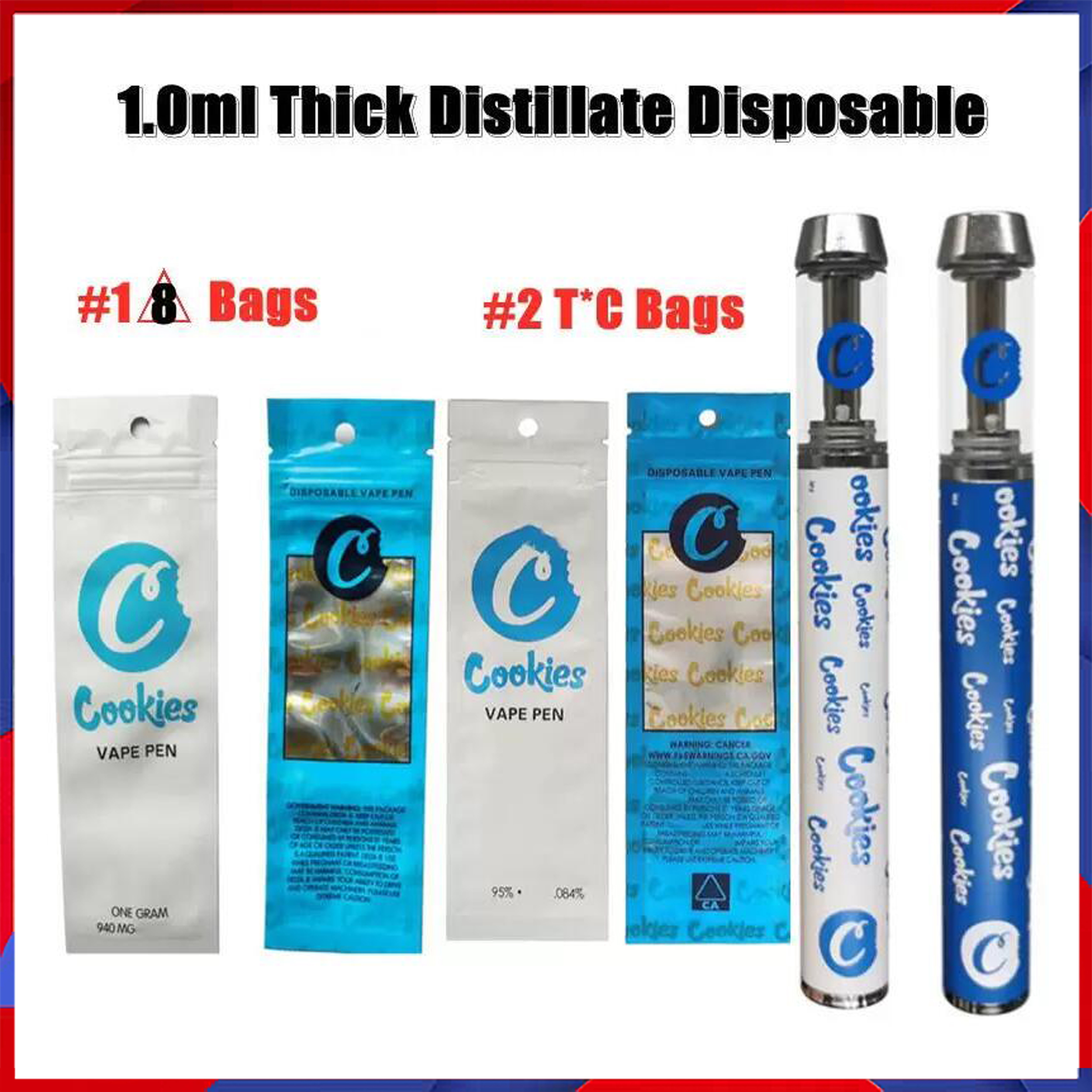 Cookies Disposable E Cigarettes Vape Pen Device 1.0ML Pods Packaging bags D8 Rechargeable 240mah Battery Vapes OEM Thick distillate Oil Vapo
Cookies Disposable E Cigarettes Vape Pen Device 1.0ML Pods Packaging bags D8 Rechargeable 240mah Battery Vapes OEM Thick distillate Oil Vapo