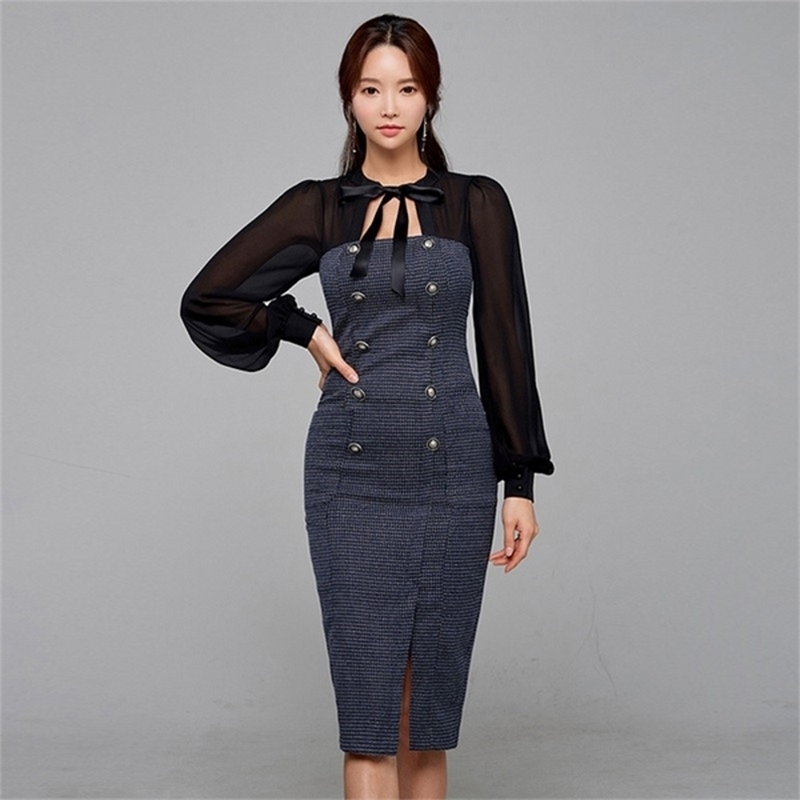 Korea Autumn Elegant Double-Breasted Chiffon Patchwork Plaid Tweed Vintage Office OL Lady Bow Tie Party Pencil Dresses 210519, Picture color
Korea Autumn Elegant Double-Breasted Chiffon Patchwork Plaid Tweed Vintage Office OL Lady Bow Tie Party Pencil Dresses 210519, Picture color