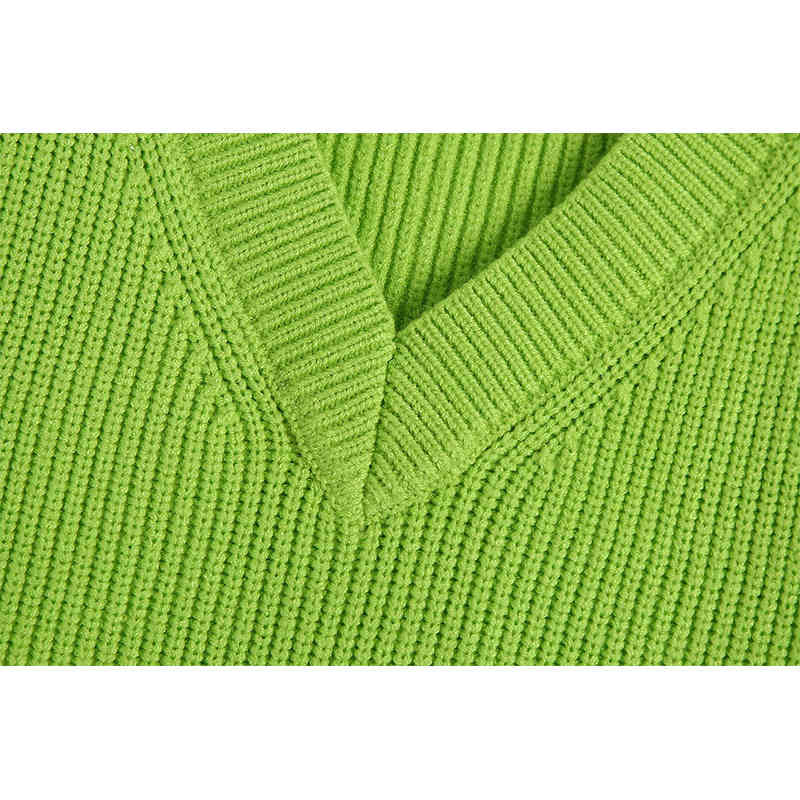 Spring Women Knitted Tops Sleeveless V-Neck Sweater Vest Chic Lady Fashion Casual Clothes 210517