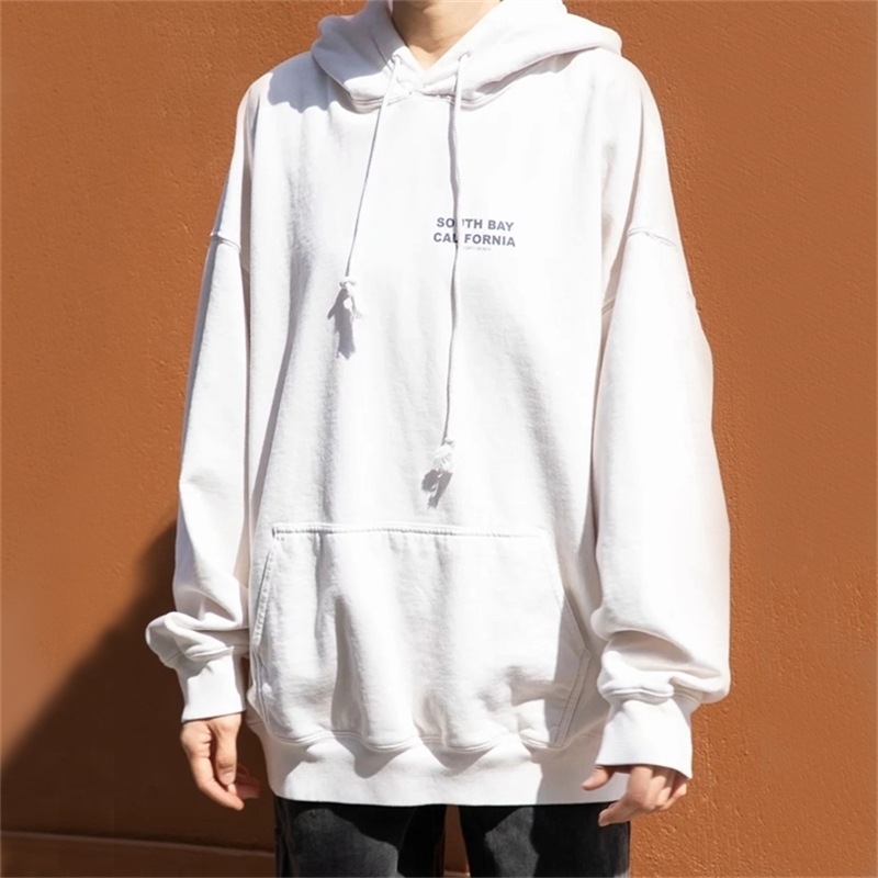 Women Vintage Surfing Print Back Oversized Hoodie Fleece Hooded Sweatshirt In Beige 210512