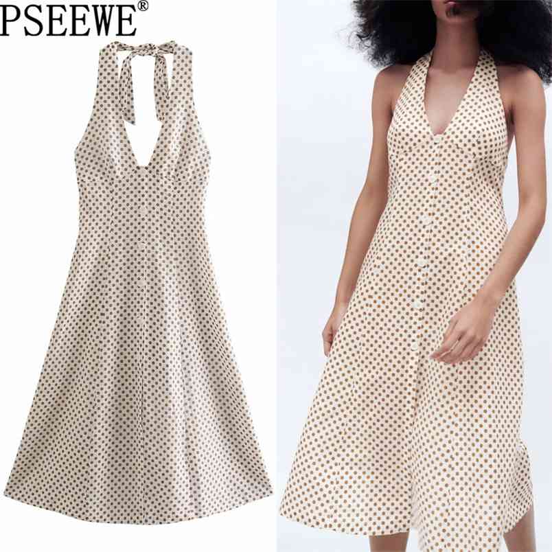 Dress Woman Polka Dot Halter Long Women Vintage Backless Midi Elegant Summer es Casual Sexy es 210519
Dress Woman Polka Dot Halter Long Women Vintage Backless Midi Elegant Summer es Casual Sexy es 210519