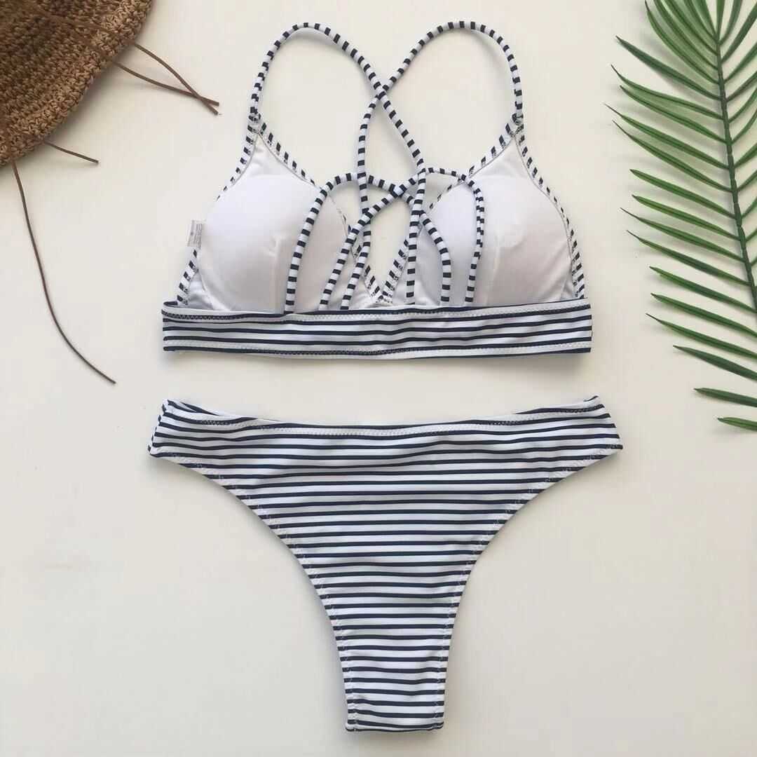 Push Up Bikinis Set Padded Women Swimsuit Striped Bathing Suit Monokini Mujer Banador Feminino Sport Female Traje De Bano 210625