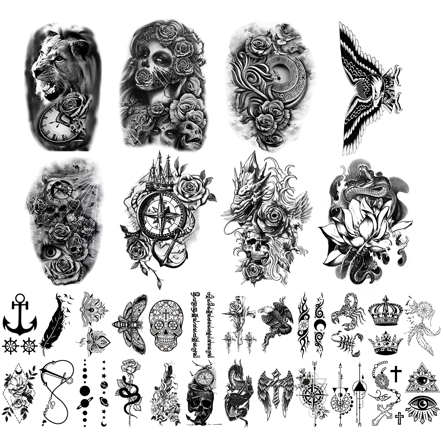 Metershine 32 Sheets Waterproof Temporary Fake Tattoo Stickers of Unique Imagery or Totem for Men Women girl
Metershine 32 Sheets Waterproof Temporary Fake Tattoo Stickers of Unique Imagery or Totem for Men Women girl