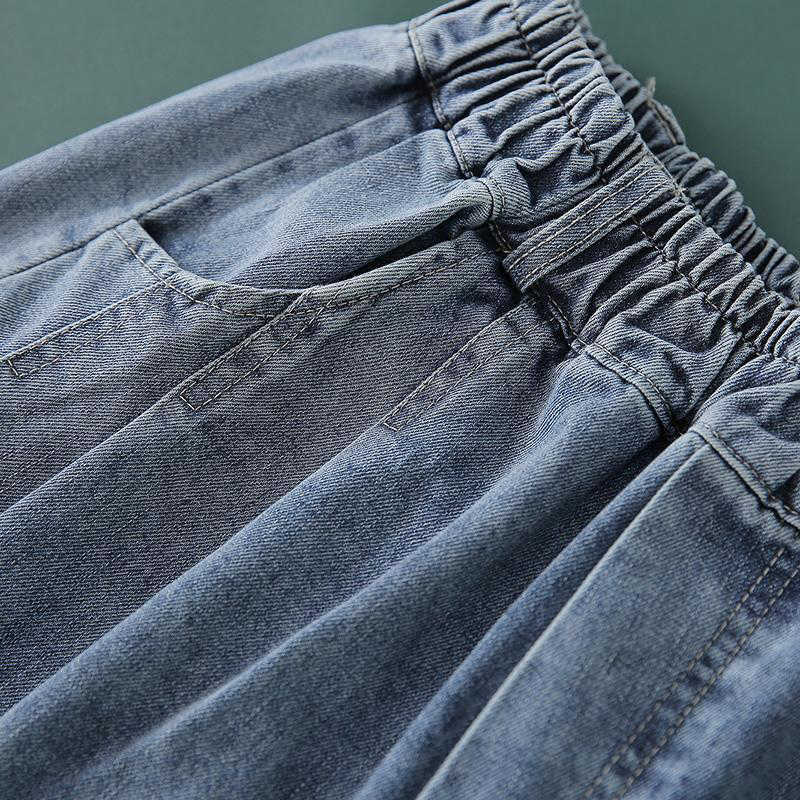 Casual Elastic High Waist Womens Denim Ankle Banded Pants Vintage Baggy Mom Harem Jeans Streetwear Spring Trousers Female 210809