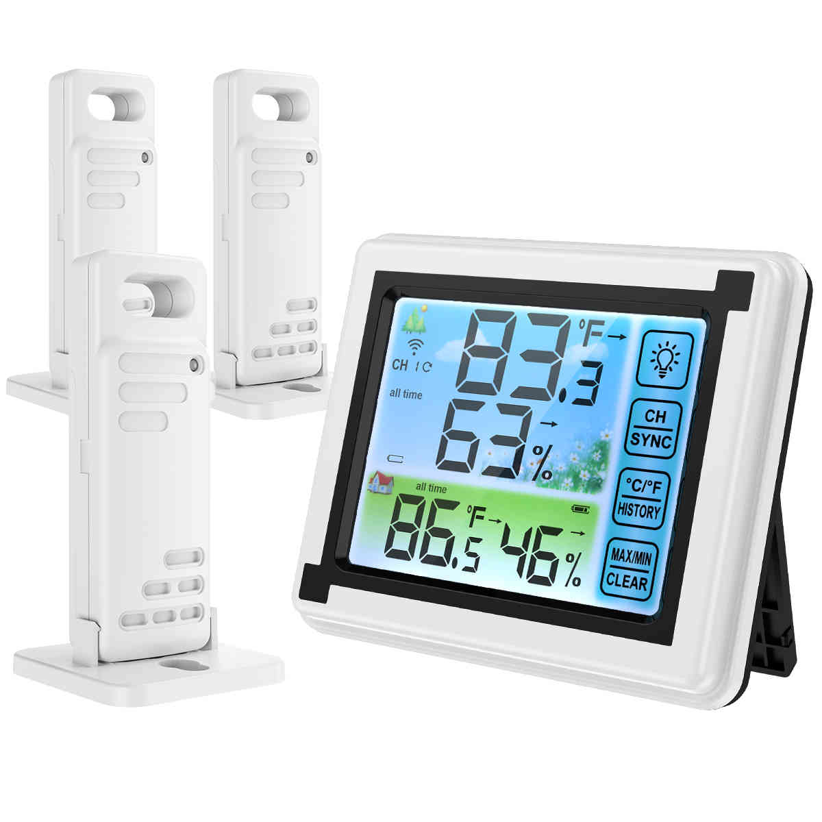 Oria touchscreen meteorological station outdoor weather forecast backlight thermometer hygrometer wireless weather station