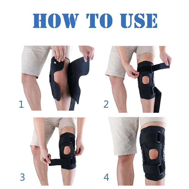4sizes Adjustable Kneelet Knee Brace Patella Support Protector Alloy Hinged Sports Stabilizer Kneepad Wrap