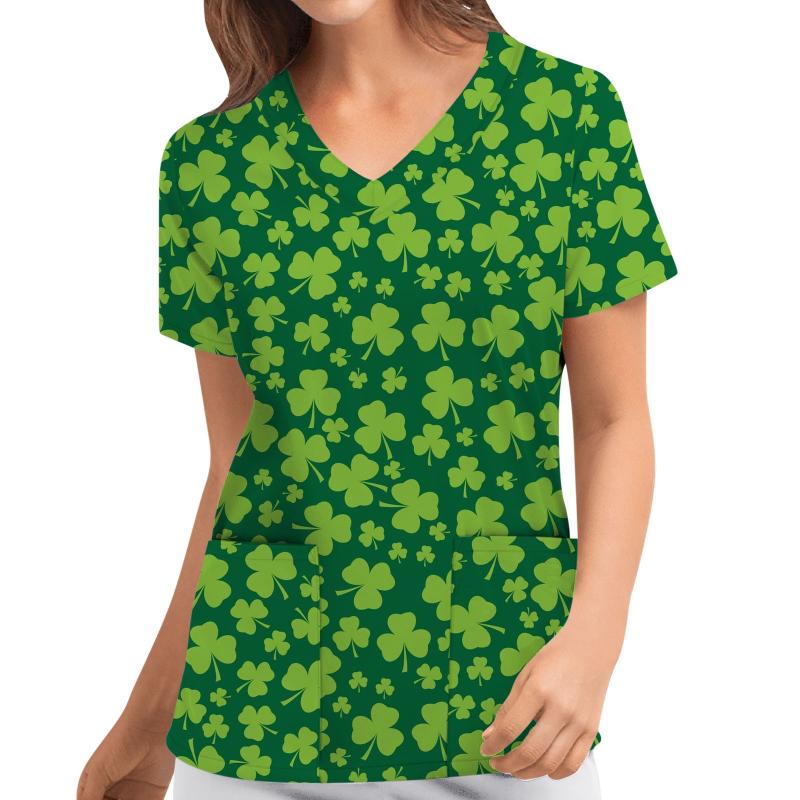 Women's T-Shirt Women T Shirts Non-positioning St. Patrick Leaf Print Short Sleeve Carer Top V Neck Summer Tops Fashion Loose Tee Shirt Femm, White
Women's T-Shirt Women T Shirts Non-positioning St. Patrick Leaf Print Short Sleeve Carer Top V Neck Summer Tops Fashion Loose Tee Shirt Femm, White