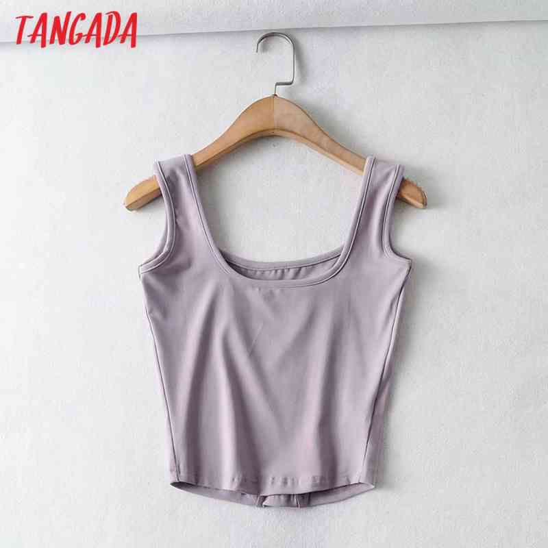 Summer Women Solid Cotton Crop Tank Top Sleeveless Backless Female Tops 2T2 210416