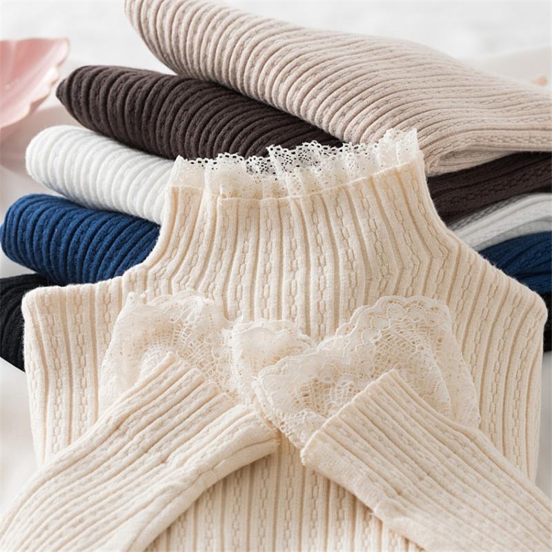 Women's Sweaters Korean Chic Lace Neck Elegant Sweater Tops Women Solid Basic Undershirt Pullover Fashion White Black Pull Femme, Color 2
Women's Sweaters Korean Chic Lace Neck Elegant Sweater Tops Women Solid Basic Undershirt Pullover Fashion White Black Pull Femme, Color 2