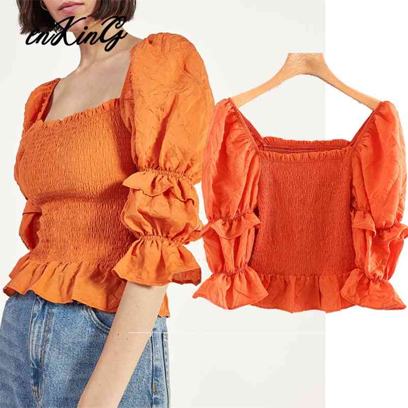 fashion blogger vintage puff sleeve cascading short za blouse women blusas mujer de moda shirt womens tops and 210628, Orange
fashion blogger vintage puff sleeve cascading short za blouse women blusas mujer de moda shirt womens tops and 210628, Orange