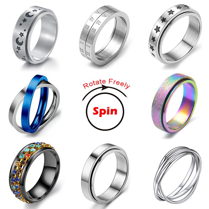 Cluster Rings Rotating Freely Spinning Stainless Steel Anxiety Fidget Ring For Women Moon Star Spinner Fidgets Anti Stress Men 2021, Golden;silver
Cluster Rings Rotating Freely Spinning Stainless Steel Anxiety Fidget Ring For Women Moon Star Spinner Fidgets Anti Stress Men 2021, Golden;silver