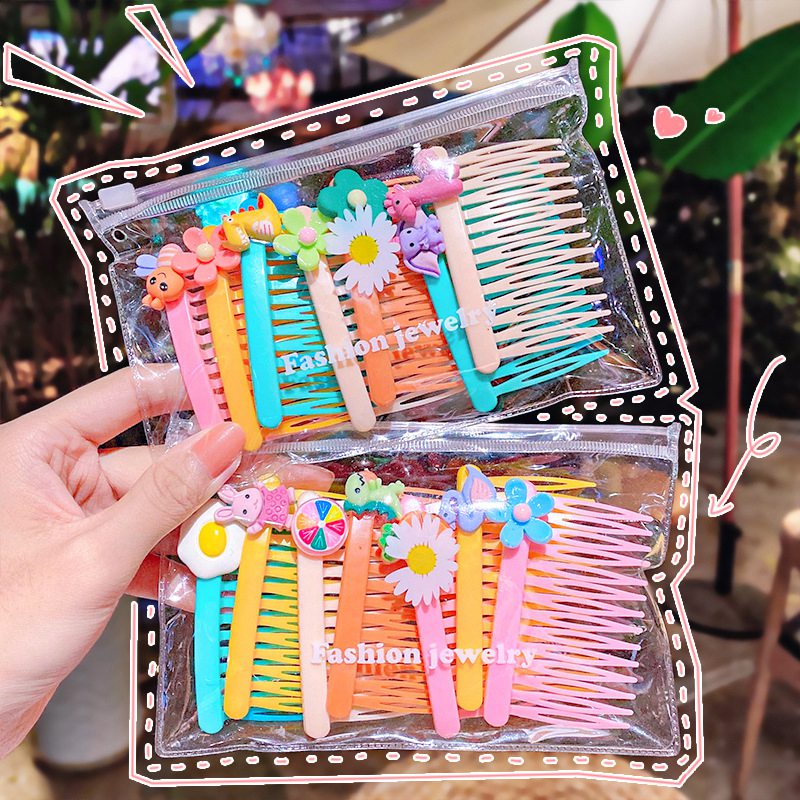5pcs/set Kids Cute Hair Clips Side Bangs comb Fix Fringe Barrette Makeup Washing Face Accessories Women Girls Styling Hairpins 0394