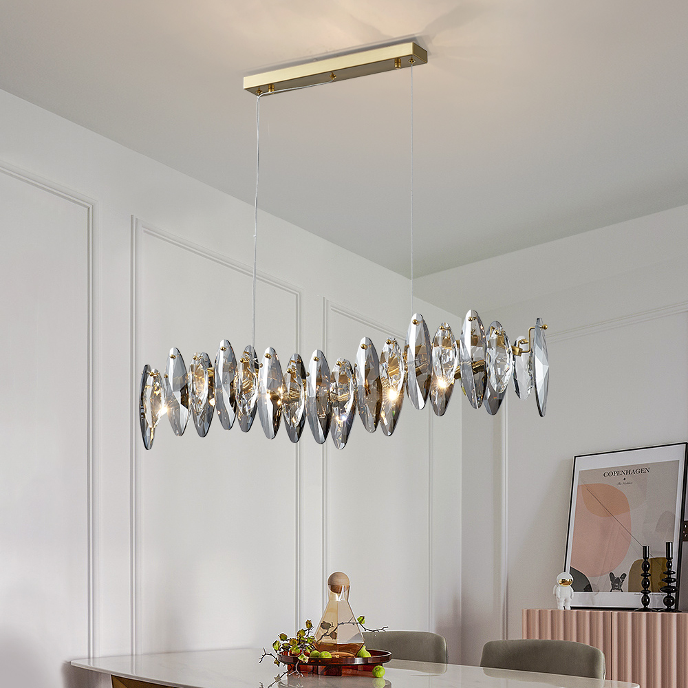 modern crystal chandelier for living room round/wave design hanging cristal lustre gold island dining room light fixture