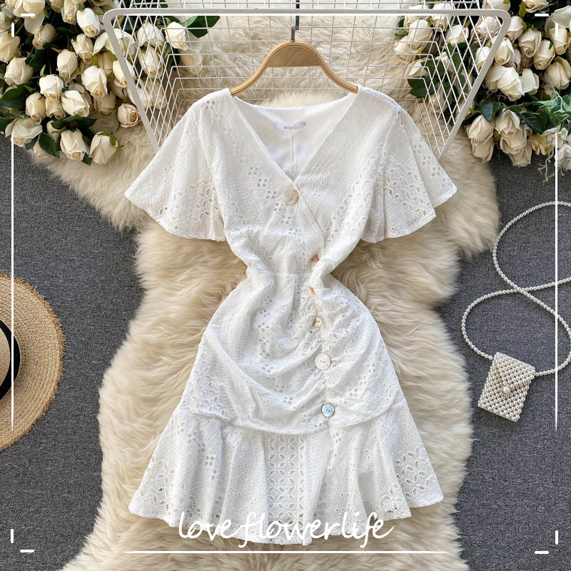 LFL Summer Casual Chic Streetwear Mini Dress Women Hollow Ruffles Dress Korean V Neck Short Sleeve Button A-line Dresses 210521, Purple
LFL Summer Casual Chic Streetwear Mini Dress Women Hollow Ruffles Dress Korean V Neck Short Sleeve Button A-line Dresses 210521, Purple