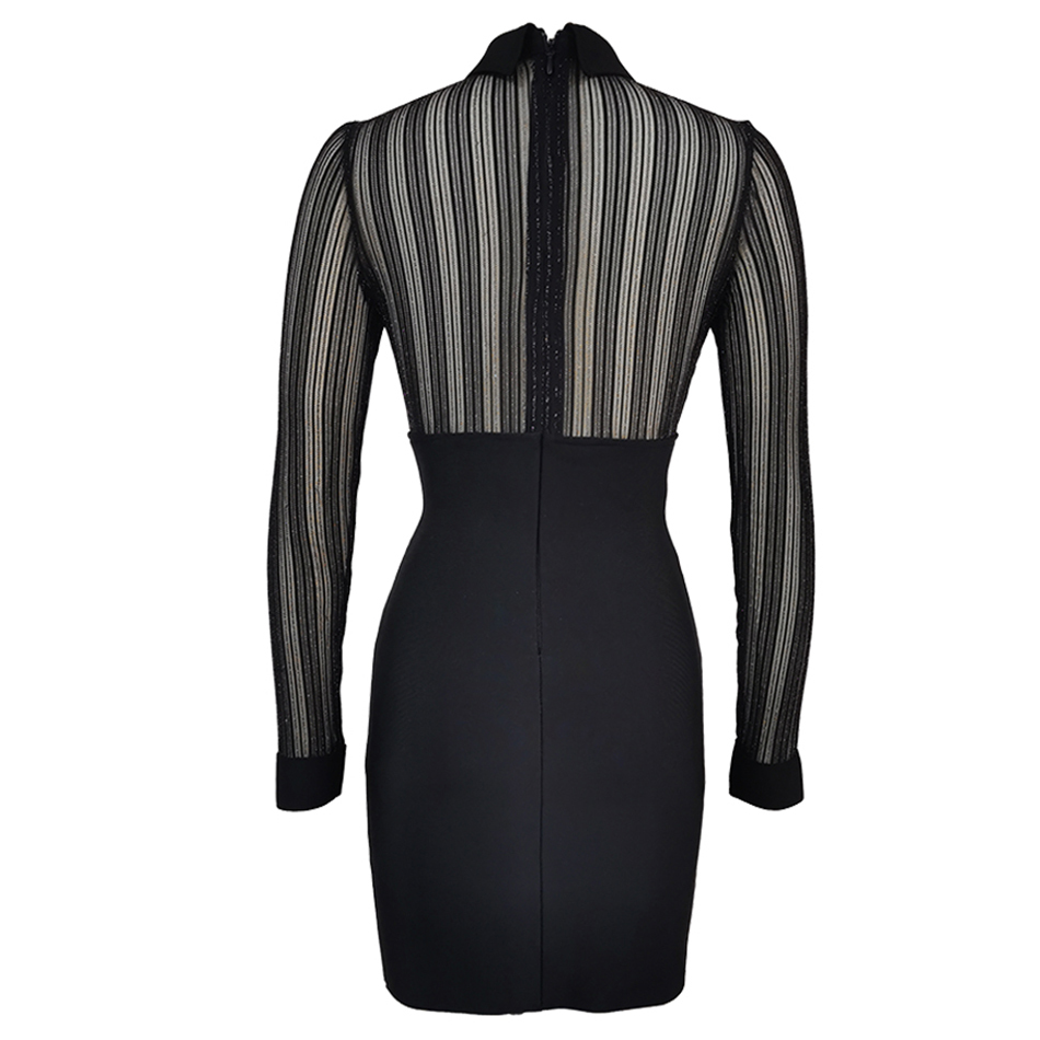 Spring Black Long Sleeve Hollow Bodycon Dress Ladies Sexy Lace Sequin Club Celebrity Party Vestidos 210423