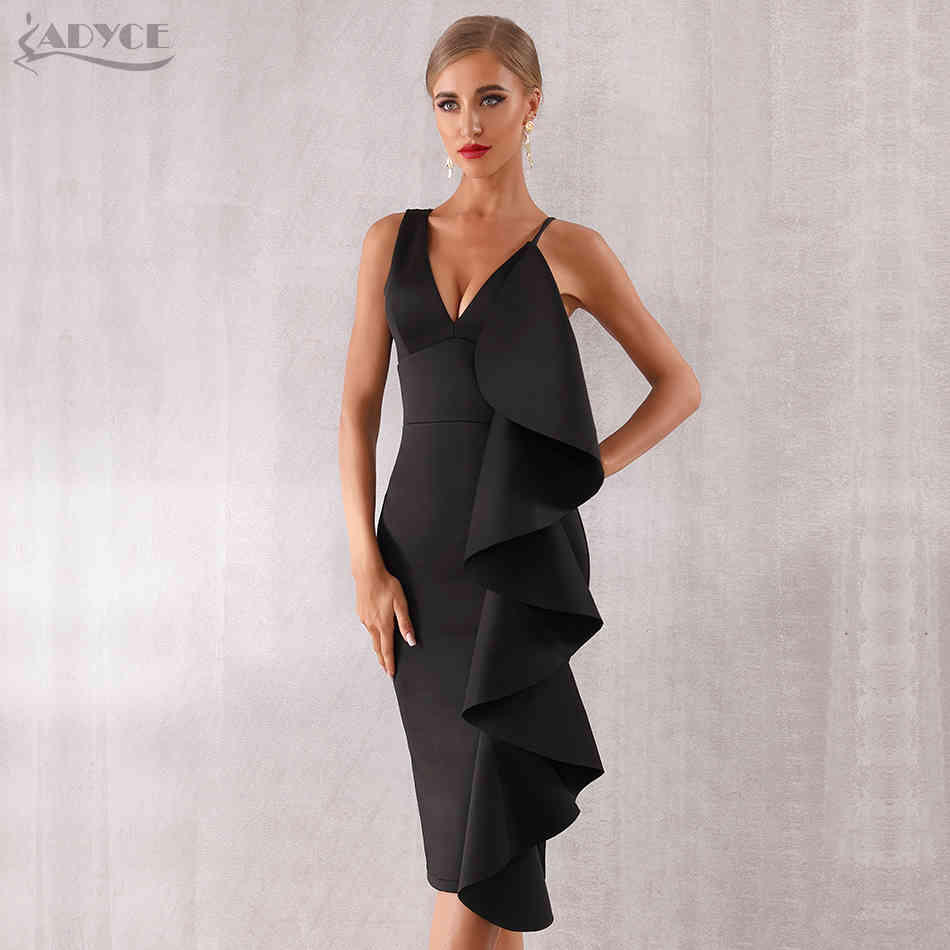 Women Spaghetti Strip Celebrity Evening Runway Party Dress Vestidos Sexy Sleeveless Ruffles Bodycon Club 210423