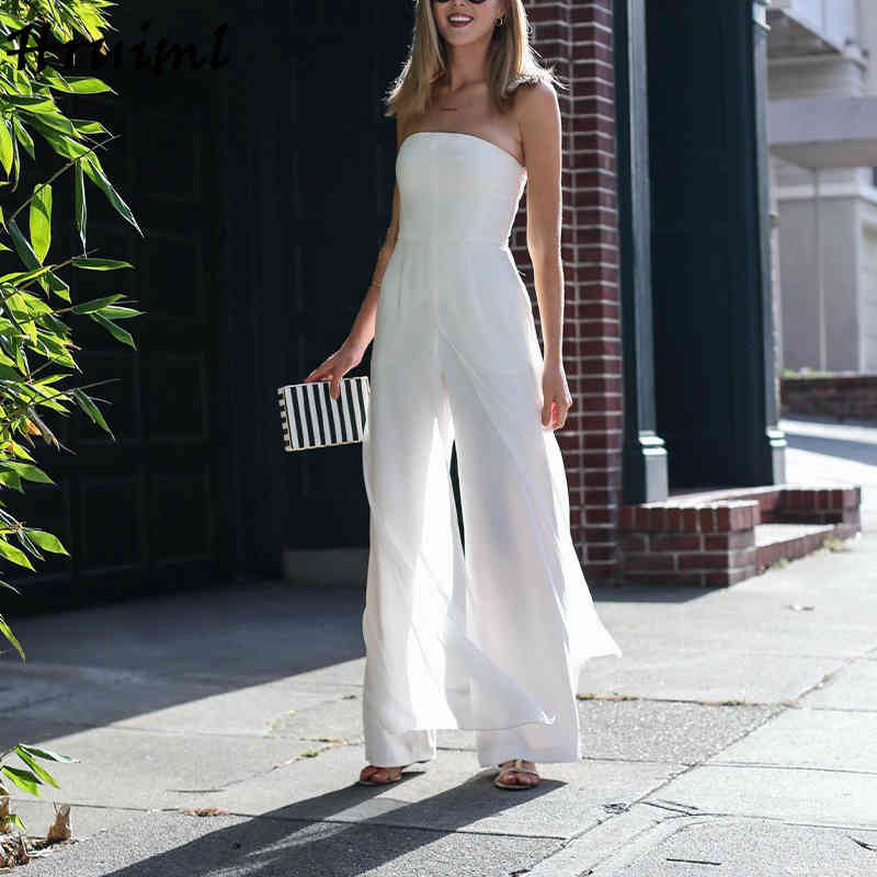Jumpsuits Summer Clothes for Women White Strapless High Waist Patchwork Elegant Woman Fashion Casual Ladies 210513