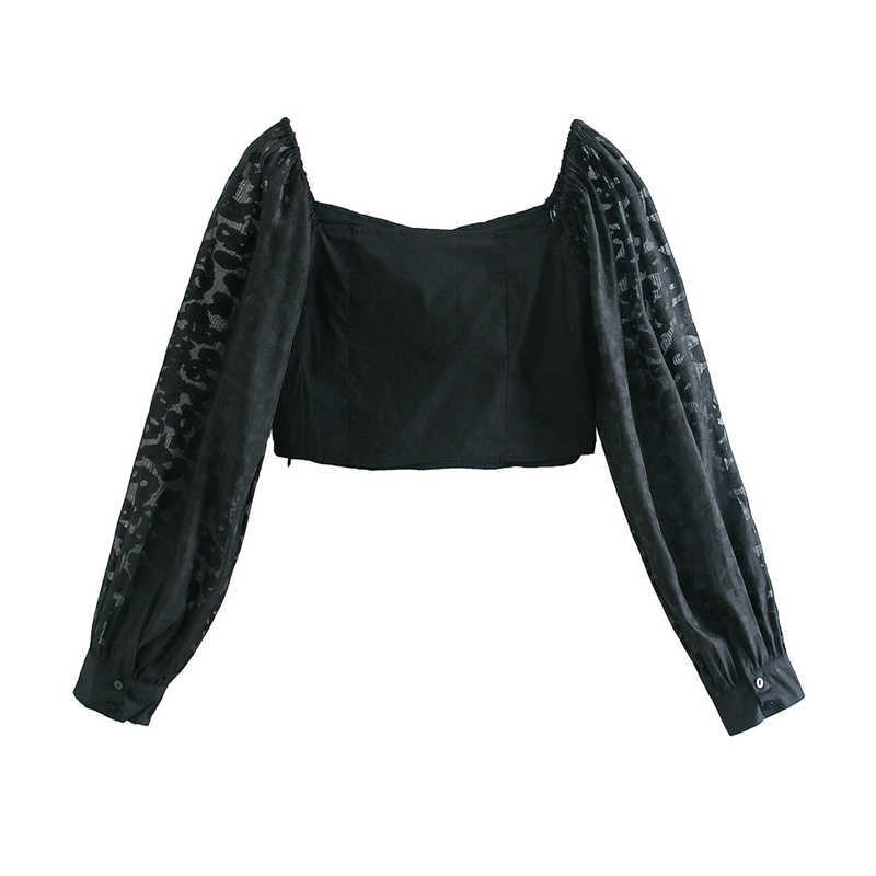 EXQJ Elegant Women Lipprint Mesh Shirts Fashion Ladies Slash Neck Short Tops Sexy Female Chic Draped Patchwork Blouses 210527