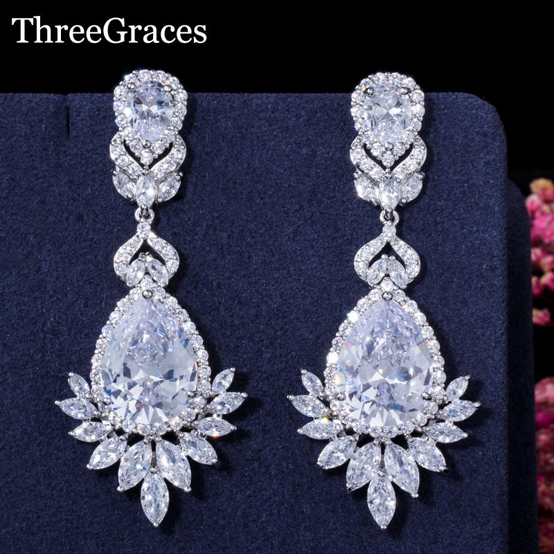 Dangle & Chandelier ThreeGraces Gorgeous CZ Stone Pave Large Flower Long Teardrop Crystal Bridal Dangling Earrings For Wedding Jewelry ER031, Silver
Dangle & Chandelier ThreeGraces Gorgeous CZ Stone Pave Large Flower Long Teardrop Crystal Bridal Dangling Earrings For Wedding Jewelry ER031, Silver