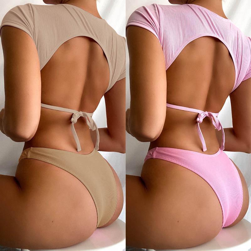 Women's Swimwear Back Hollow Lace Up Micro Bikini Set Women Patchwork Swimsuit Two Piece Filled Bra Beachwear 2 Color Tunic 2021, Khaki
Women's Swimwear Back Hollow Lace Up Micro Bikini Set Women Patchwork Swimsuit Two Piece Filled Bra Beachwear 2 Color Tunic 2021, Khaki