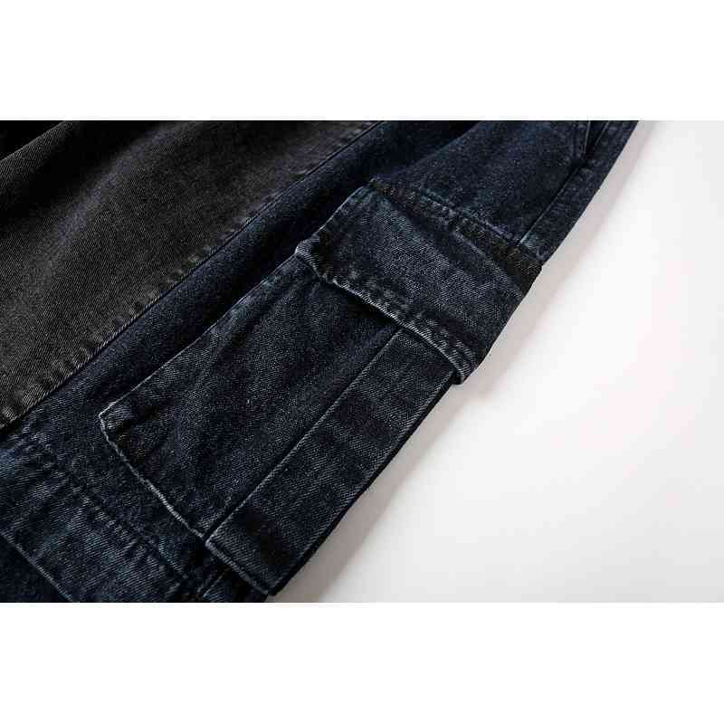 IEFB Spring High Street Zipper Detachable Black Jeans Streetwear Hip Hop Loose Straight Overalls Wide Leg Daddy Pants Y5578 210524