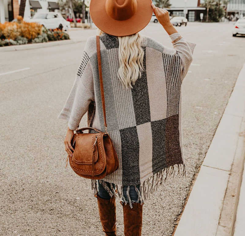 Fitshinling Bohemian Fringe Cardigan Women Clothes Patchwork Slim Long Coat Female Winter Vintage Knitwear Sweaters Cardigans 210914