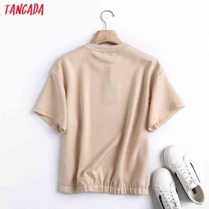 Tangada Women High Quality Crop Sweatshirts Oversize Short Sleeve O Neck Loose Pullovers Female Tops 6D51 211108