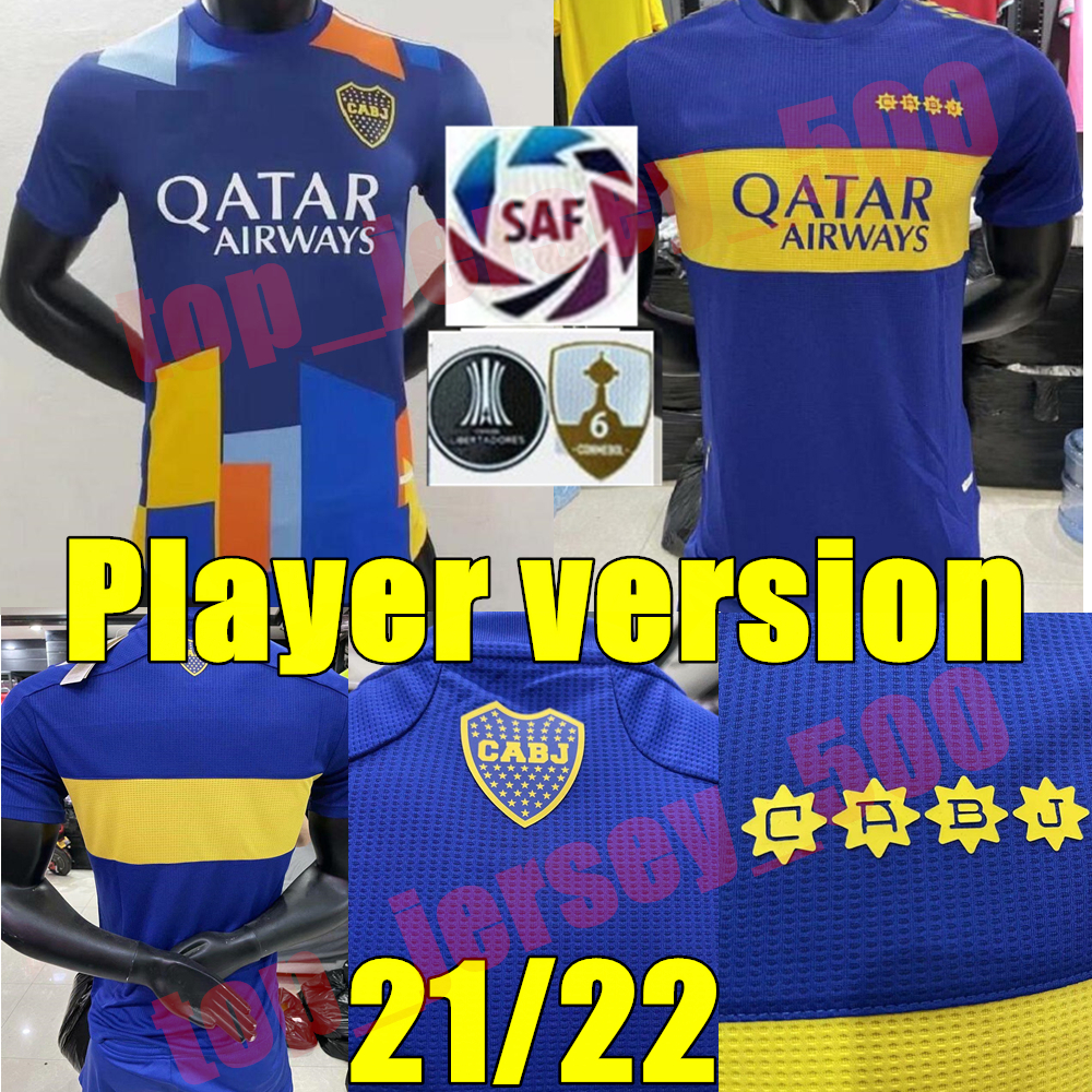 21 22 Player version Boca Juniors DE ROSSI Soccer Jersey 2021 2022 Home away 3rd TEVEZ CARLITOS MARADONA ROMAN Shirts SALVIO ABILA PAVON adult football Uniform, Adult 3rd+patch