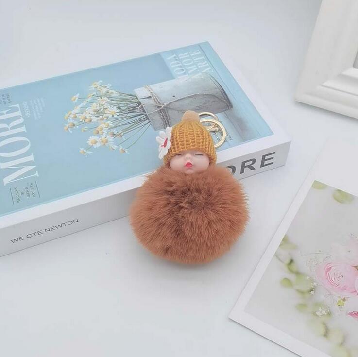 key Rings Cute doll fur ball keyring bag car pendant cartoon plush