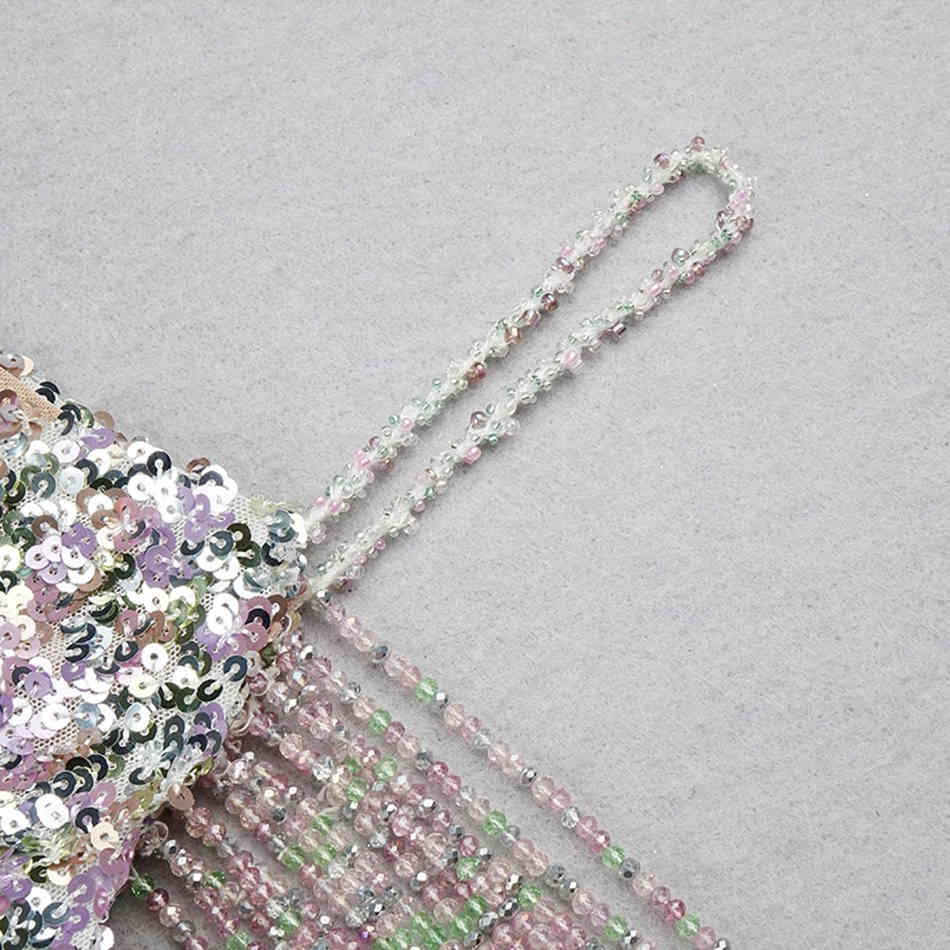 Free High Quality Sequin Dress Sexy Beaded Card Shoulder Strap Bodycon Club Celebrity Evening Party Vestidos 210524