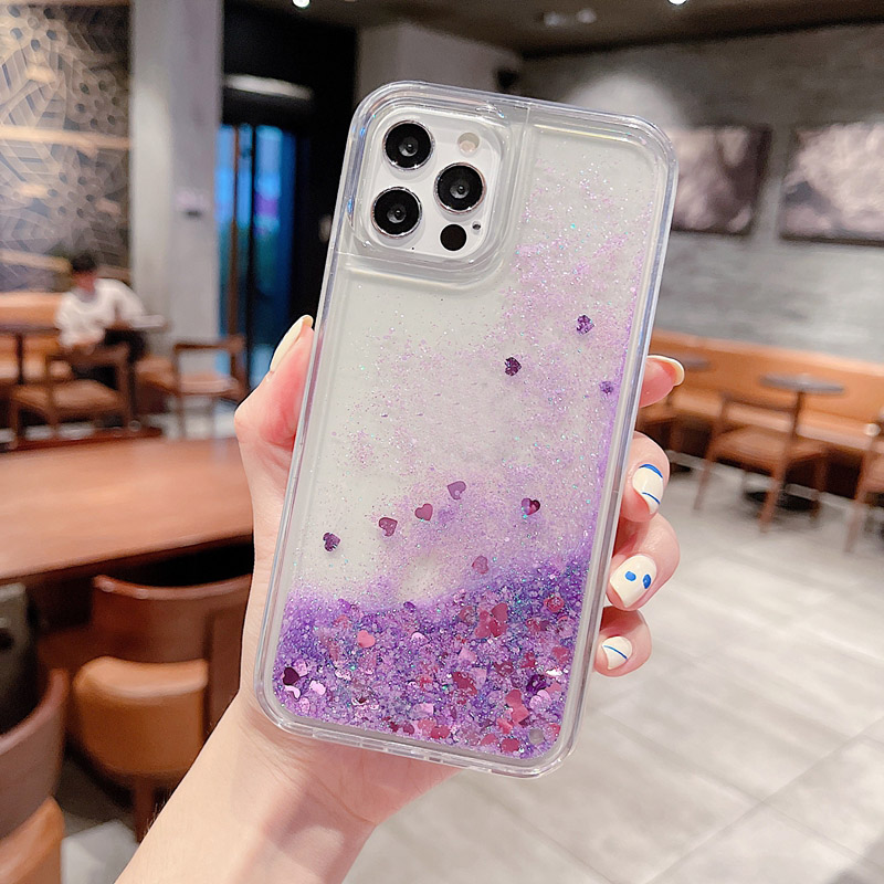 Fashion Quicksand Soft TPU Cases For Iphone 16 15 14 Pro MAX 13 12 11 XR XS X 8 7 6 5 Plus Stars Liquid Starry Bling Glitter Heart Love Floating Clear
