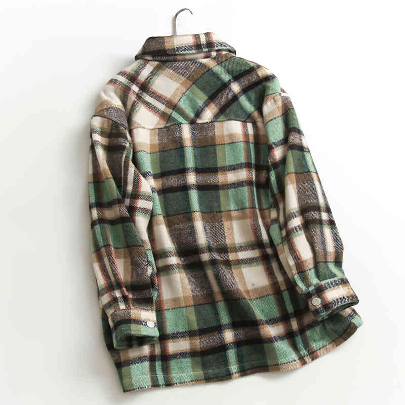 Fashion women Plaid jacket winter coat Long Sleeve coats and s Oversized 210521