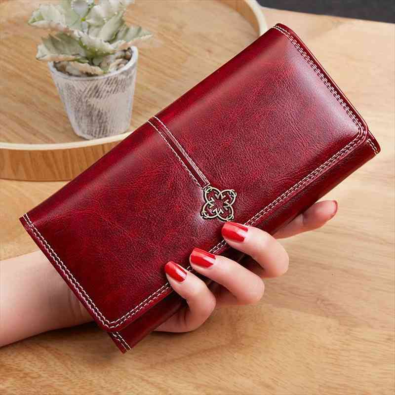 womens wallet wax oil skin portfel damski lady long leather clutch bag card holder carteira feminina, Red;black
womens wallet wax oil skin portfel damski lady long leather clutch bag card holder carteira feminina, Red;black