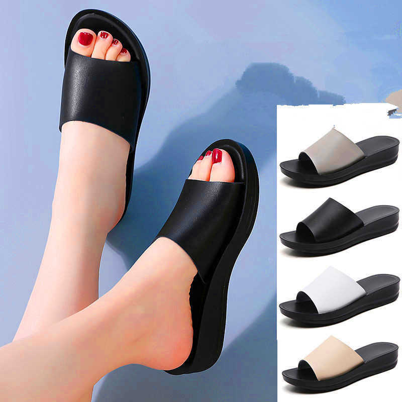 Summer Home Slippers Simple Solid Plarform Shoes Non-slip Indoor Bathroom Soft Sole Women Genuine Leather Slides Flip Flops H0827, Black
Summer Home Slippers Simple Solid Plarform Shoes Non-slip Indoor Bathroom Soft Sole Women Genuine Leather Slides Flip Flops H0827, Black