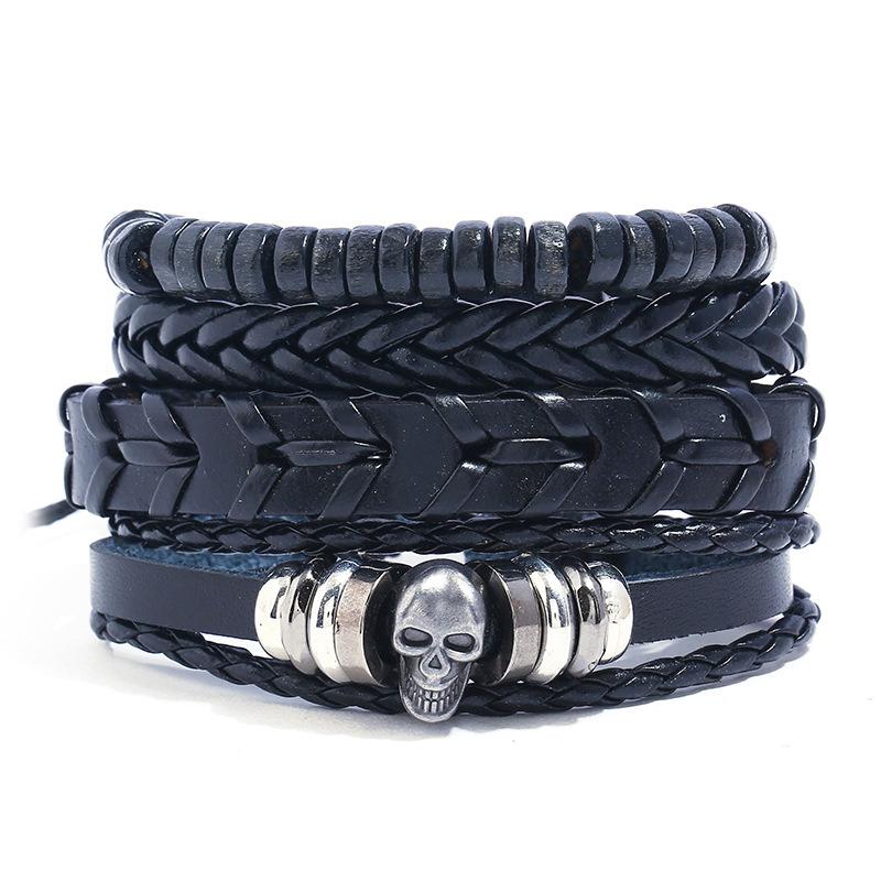 Bangle Jessingshow 4 Pcs/set Weave Vintage Punk Wood Beads Male Women Skull Men Leather Charm Bracelets Female Homme Jewelry Gift
Bangle Jessingshow 4 Pcs/set Weave Vintage Punk Wood Beads Male Women Skull Men Leather Charm Bracelets Female Homme Jewelry Gift