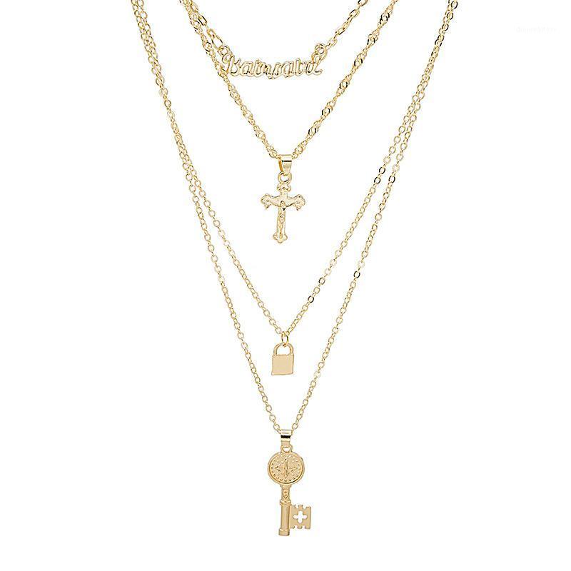 Chains Retro Cross Catholic Letter Key Lock Multi-layer Necklace Fashion Couple Goth Women Hip-hop Jewelry Neck Chain Clavicle
Chains Retro Cross Catholic Letter Key Lock Multi-layer Necklace Fashion Couple Goth Women Hip-hop Jewelry Neck Chain Clavicle