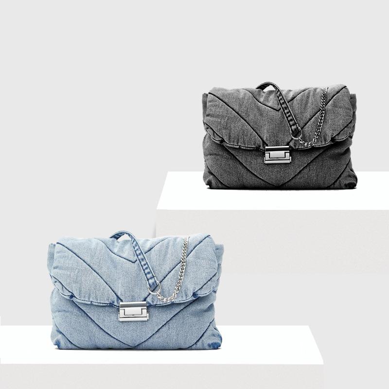 Evening Bags 2021 Arrivals Women's Shoulder For Female Chain Denim Gray Blue Solid Design High Quality Leisure Style Women Bag
Evening Bags 2021 Arrivals Women's Shoulder For Female Chain Denim Gray Blue Solid Design High Quality Leisure Style Women Bag