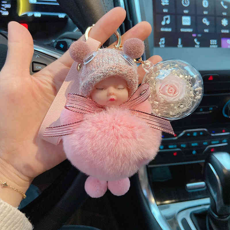 Car Key Pendant Women's Net Red Exquisite Plush Doll Chain 2021 Small Girl Cute