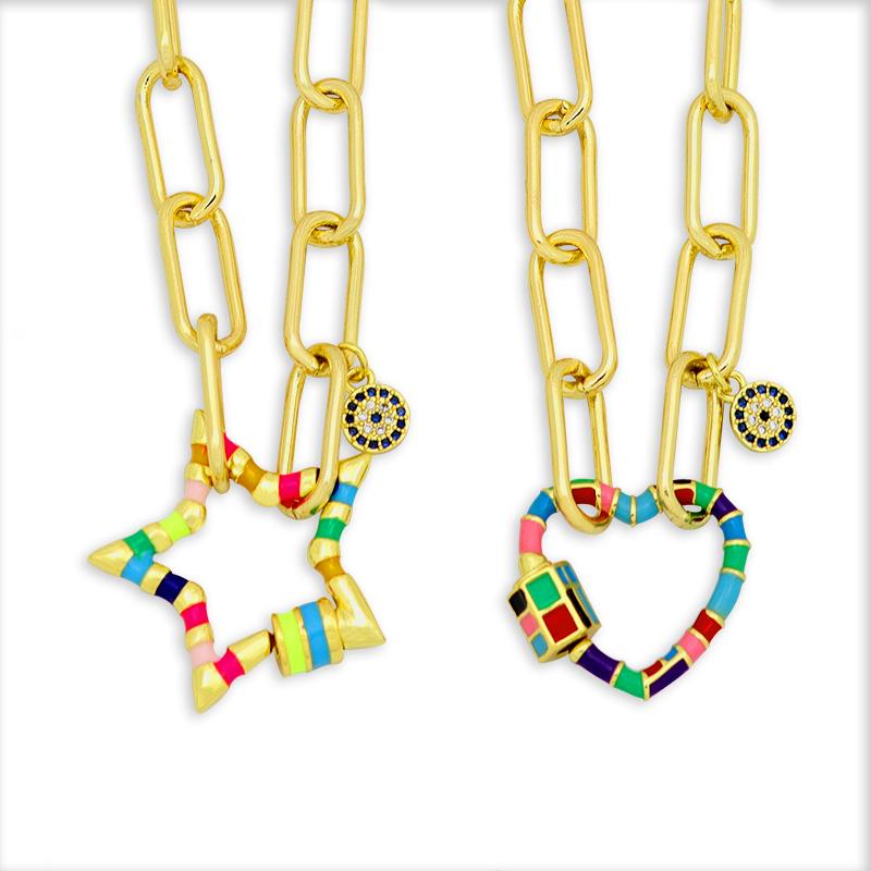 Pave Screw Clasp Necklaces For Women Boho Jewerly Star Heart Carabiner Pendant Necklace Geometric Link Chain Collar Arcoiris
Pave Screw Clasp Necklaces For Women Boho Jewerly Star Heart Carabiner Pendant Necklace Geometric Link Chain Collar Arcoiris