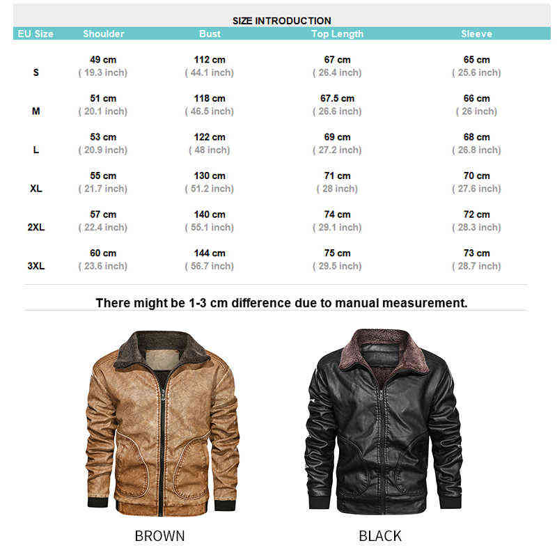 Winter Mens PU Jacket Thick Warm Men's Motorcycle Fashion Windproof Leather Coat Male Size 3XL 211110
